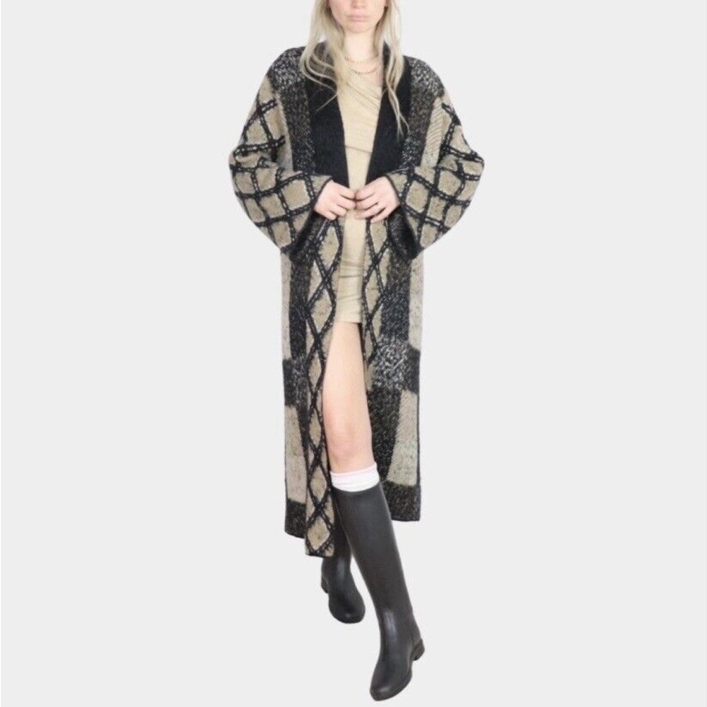BCBGMaxAzria Max Sport Size L Longline Cardigan Sweater Duster Open Front